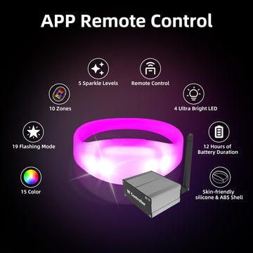 APP Controlled LED Bracelets Pulsera LED for Small Parties, Wedding, Birthday Party, Aniversary(100 PCS + Mini APP Transmitter)